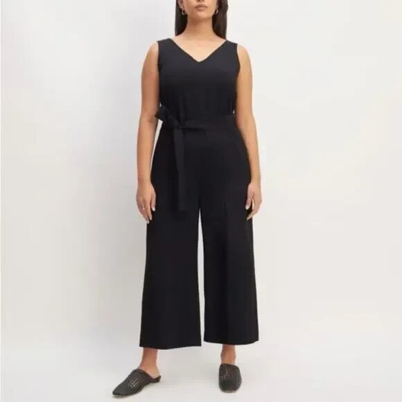 Everlane The Ultimate Crop Jumpsuit Women's Size 4 Black Wide Leg - Picture 9 of 14
